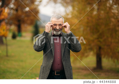 Grandpa with a big well-groomed beard wearing a glasses 44344888