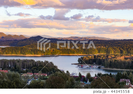 Aerial drone view on beautiful Solina lake 44345558