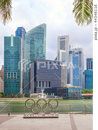 Glass high skyscrapers in the center of Singapore 44346116