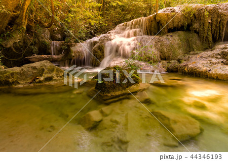Tropical deep forest stream motion waterfall 44346193