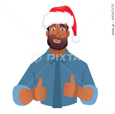 African man in hat showing thumbs up 44347175