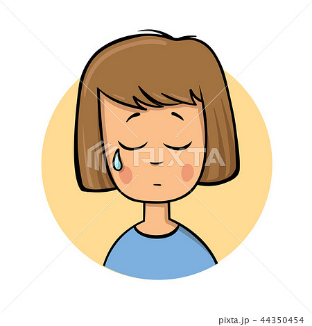 Crying cartoon girl. Flat design icon. Colorful flat vector illustration. Isolated on white Crying cartoon girl. Flat design icon. Colorful flat vector illustration. Isolated on white 44350454