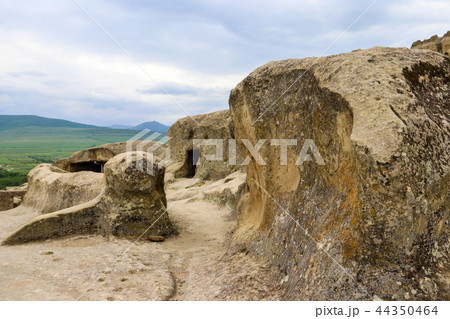 Old cave city Uplistsikhe in Caucasus mountains Old cave city Uplistsikhe in Caucasus mountains 44350464