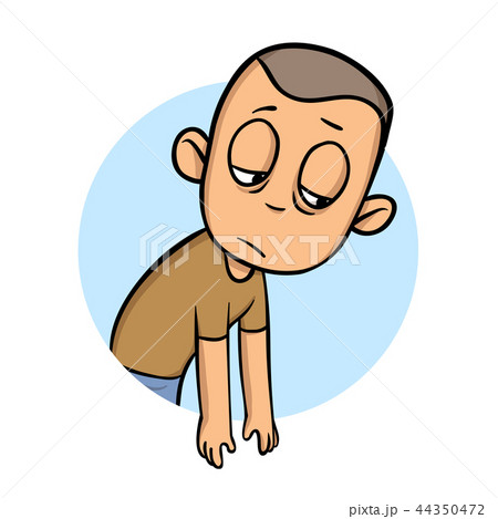 Tired, upset young man feeling a mess. Flat vector illustration. Isolated on white background. Tired, upset young man feeling a mess. Flat vector illustration. Isolated on white background. 44350472