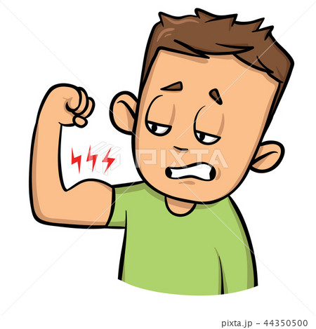 Boy feeling hot and sick. Heat, sun stroke, sickness. Colorful flat vector illustration. Isolated on 44350500