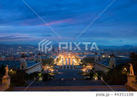 View of Barcelona. Plaza de Espana at evening View of Barcelona. Plaza de Espana at evening 44351106
