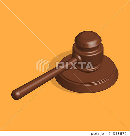 Judge hammer and stand in 3d, vector illustration. 44353672