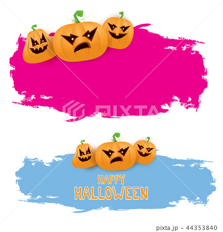 Halloween web pink grunge Banner or poster with Halloween scary pumpkins isolated on white 44353840