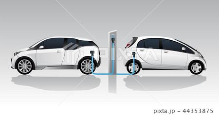 Two white electric cars  Two white electric cars  44353875