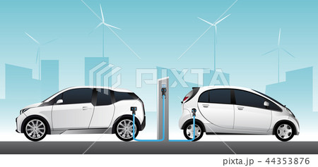 Two white electric cars  Two white electric cars  44353876