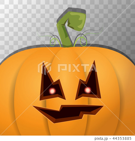 Halloween cartoon pumpkin with face on transparent background. Vector cartoon Illustration of Carved 44353885