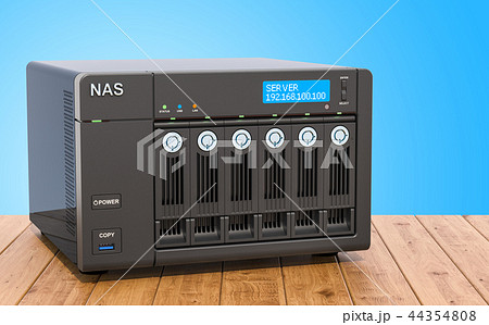 Nas With 6 Disks On The Wooden Table 3d Renderingのイラスト素材