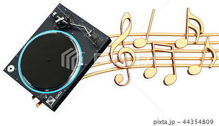 Musical concept. Phonograph turntable with notes 44354809