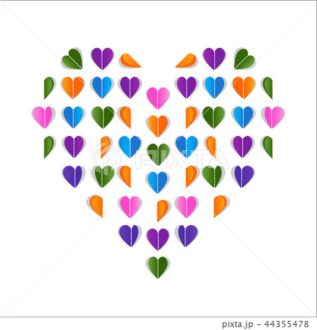 Folded paper hearts, Valentines Day card. Colorful hearts, Love background. Vector illustration Folded paper hearts, Valentines Day card. Colorful hearts, Love background. Vector illustration 44355478