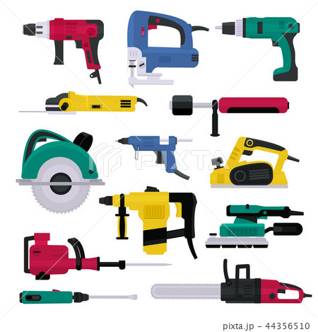 Power tools vector electrical drill and electric construction equipment power-planer grinder and Power tools vector electrical drill and electric construction equipment power-planer grinder and 44356510