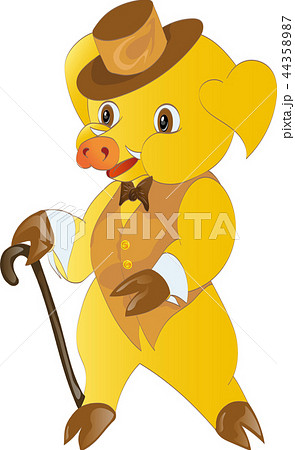 Little cute yellow piggy. Real gentleman 44358987