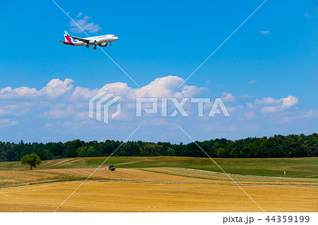 Eurowings airlines airplane preparing for landing at day time in international airport 44359199