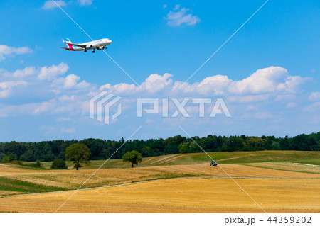 Eurowings airlines airplane preparing for landing at day time in international airport 44359202