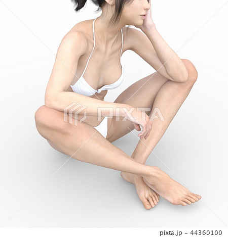 女性　スキンケアイメージ　脚　美脚　perming3DCG　イラスト素材 44360100