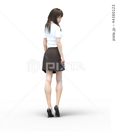 ロングヘアの若い女性 perming3DCGイラスト素材 ロングヘアの若い女性 perming3DCGイラスト素材 44360123