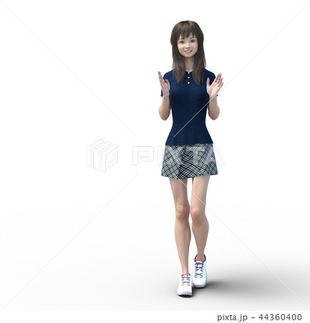 拍手するカジュアルファッションの女性 Perming4dcgイラスト素材のイラスト素材