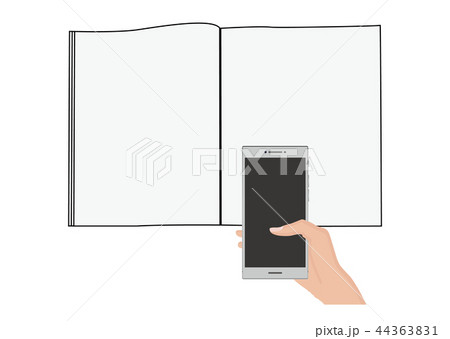 雑誌にスマホをかざす手 44363831