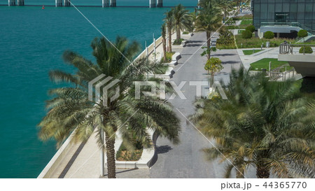 Walkway in Abu Dhabi timelapse with palms 44365770