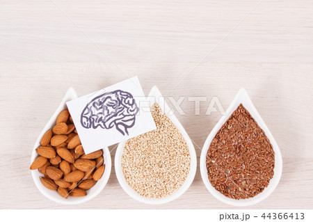 Drawing of brain and healthy food for power 44366413