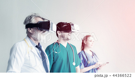 Portrait of doctor team are using virtual reality  44366522