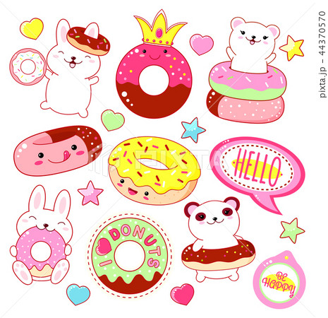 Set of cute donuts icons Set of cute donuts icons 44370570
