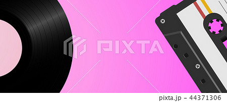 Vintage background with vinyl and audio tape Vintage background with vinyl and audio tape 44371306