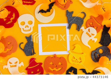 Halloween scene on orange background Halloween scene on orange background 44373146
