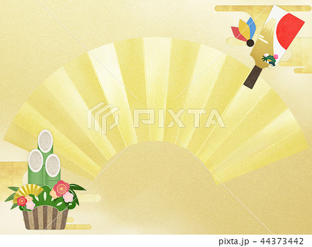 和-和風-和柄-和紙-背景-門松-羽子板-金箔-扇-正月 44373442