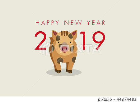 2019年亥年年賀状 2019年亥年年賀状 44374483