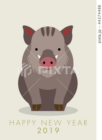 2019年亥年年賀状 2019年亥年年賀状 44374486