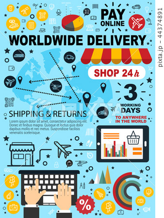 Online shopping, e-commerce pay and delivery 44374891