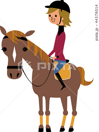 馬に跨がる女子のイラスト素材