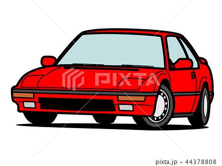 懐かしめ国産クーペ　赤色　自動車イラスト 44378808