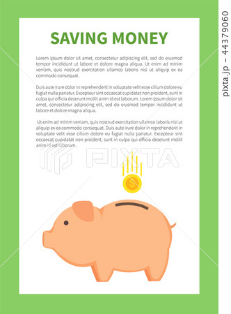 Saving Money in Special Pig Money Container Logo Saving Money in Special Pig Money Container Logo 44379060