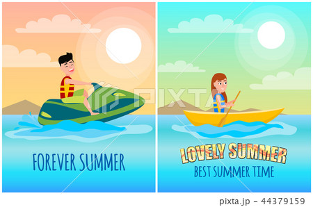 Forever Summer Posters Set Vector Illustration 44379159