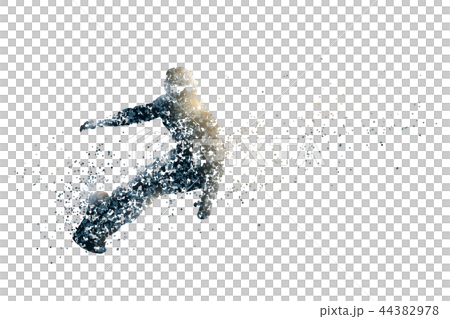 Pointillist style snowboard silhouette, PNG background transparent Pointillist style snowboard silhouette, PNG background transparent 44382978