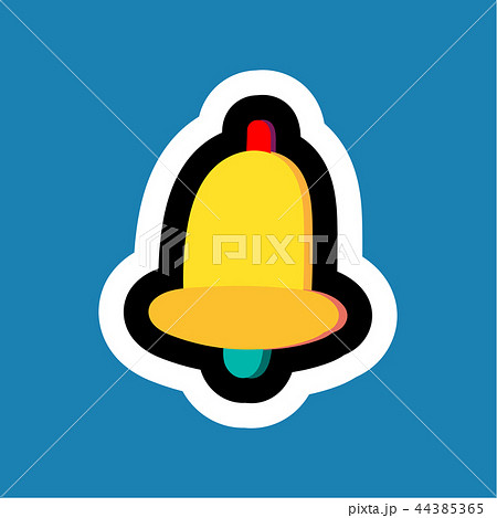 Stylish colorful cartoon sticker with bell 44385365