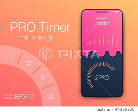 Weather UI. Material Design. Stock Vector illustration Weather UI. Material Design. Stock Vector illustration 44385820