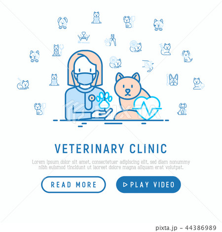 Veterinary clinic concept. Thin line icons 44386989