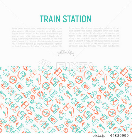 Train station concept with thin line icons 44386999