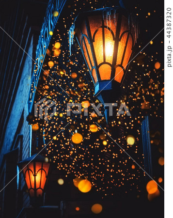 A Magical Old Street Lantern Bokeh Shines at Night 44387320