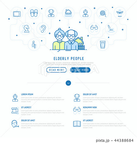 Elderly people concept with thin line icons Elderly people concept with thin line icons 44388684