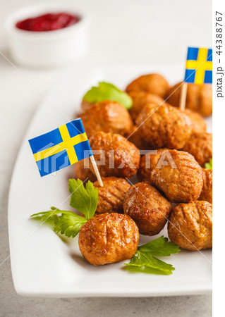 Swedish traditional meatballs on white plate. Swedish traditional meatballs on white plate. 44388767