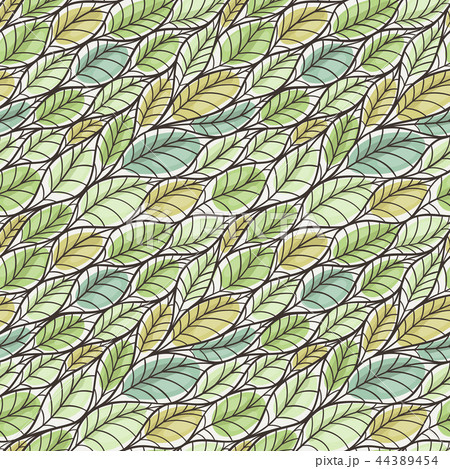 Seamless pattern with abstract leaves. 44389454