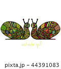 Pair of snails in doodling style 44391083